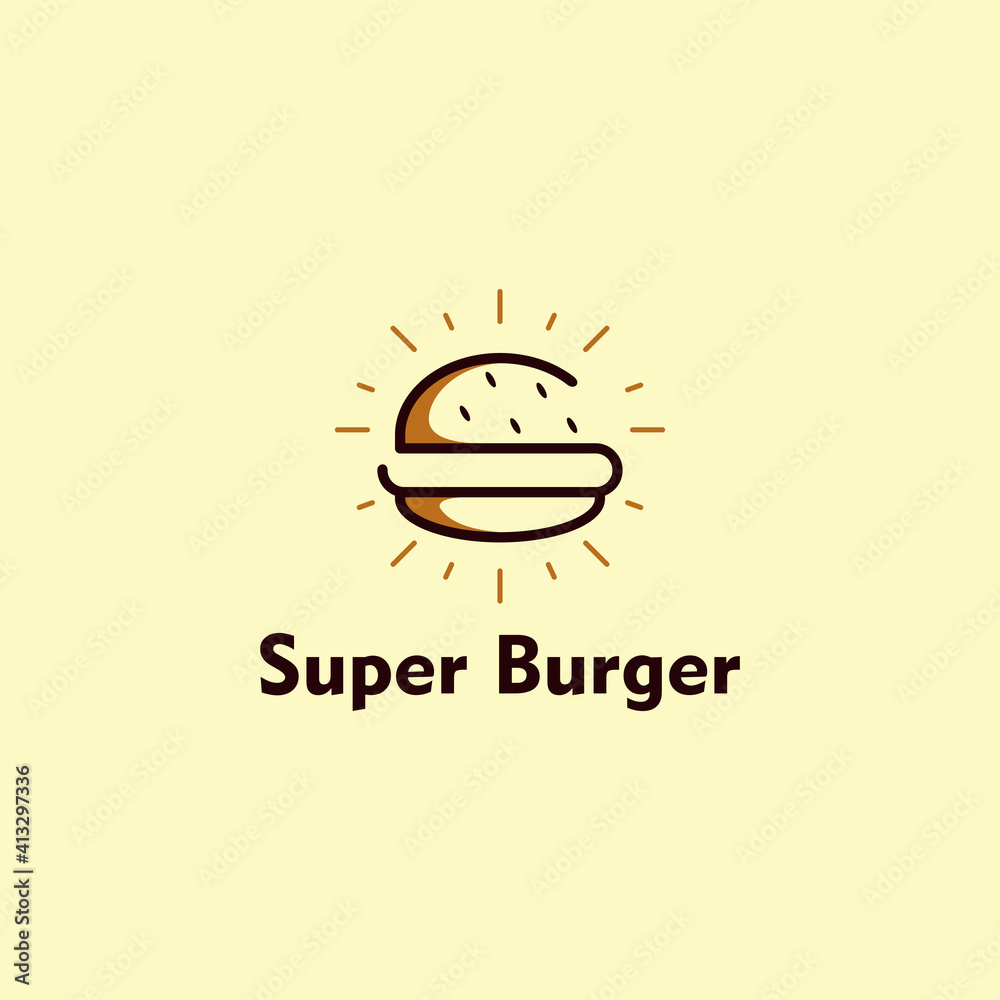 Simple burger logo, Burger logo design template, Good to use for fast food restaurants