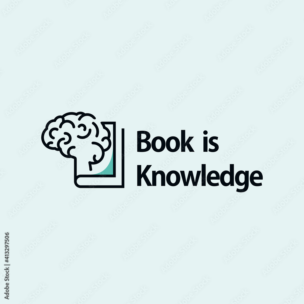 Logo design graphic of brain and book, Perfect use for educational organization, etc.