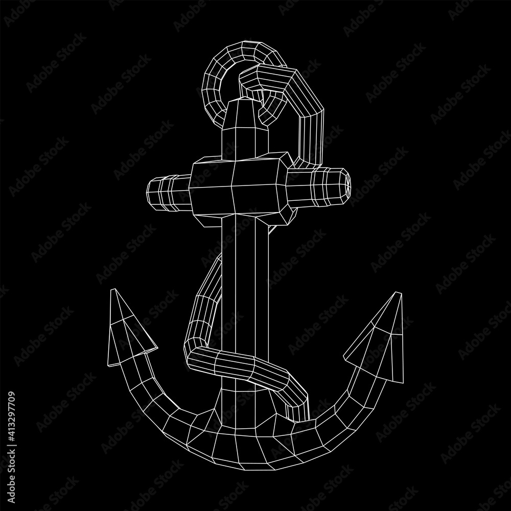 Nautical sea ship anchor vector