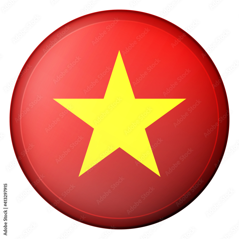 Glass light ball with flag of Vietnam. Round sphere, template icon. Vietnamese national symbol. Glossy realistic ball, 3D abstract vector illustration highlighted on a white background. Big bubble. Glass light ball with flag of Vietnam. Round sphere, template icon. Vietnamese national symbol. Glossy realistic ball, 3D abstract vector illustration highlighted on a white background. Big bubble.
