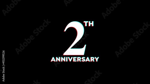2Th Anniversary With Glitch Effect On Black Background