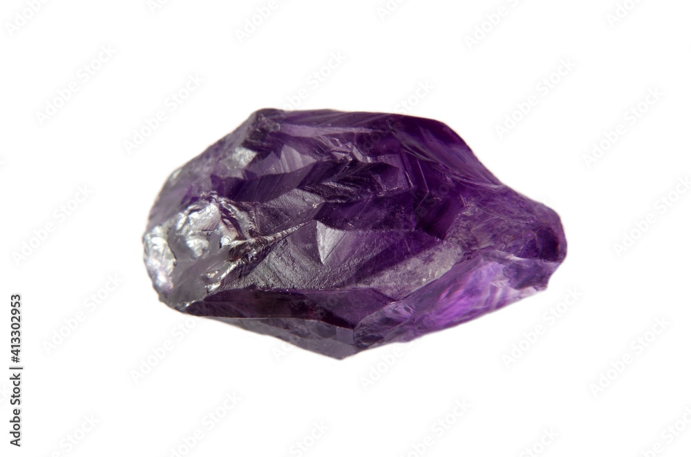 Crude amethyst stone on white background Crude amethyst stone on white background