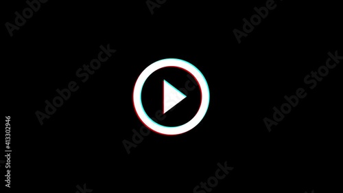 Pause Button Symbol With Glitch Effect on Black Background