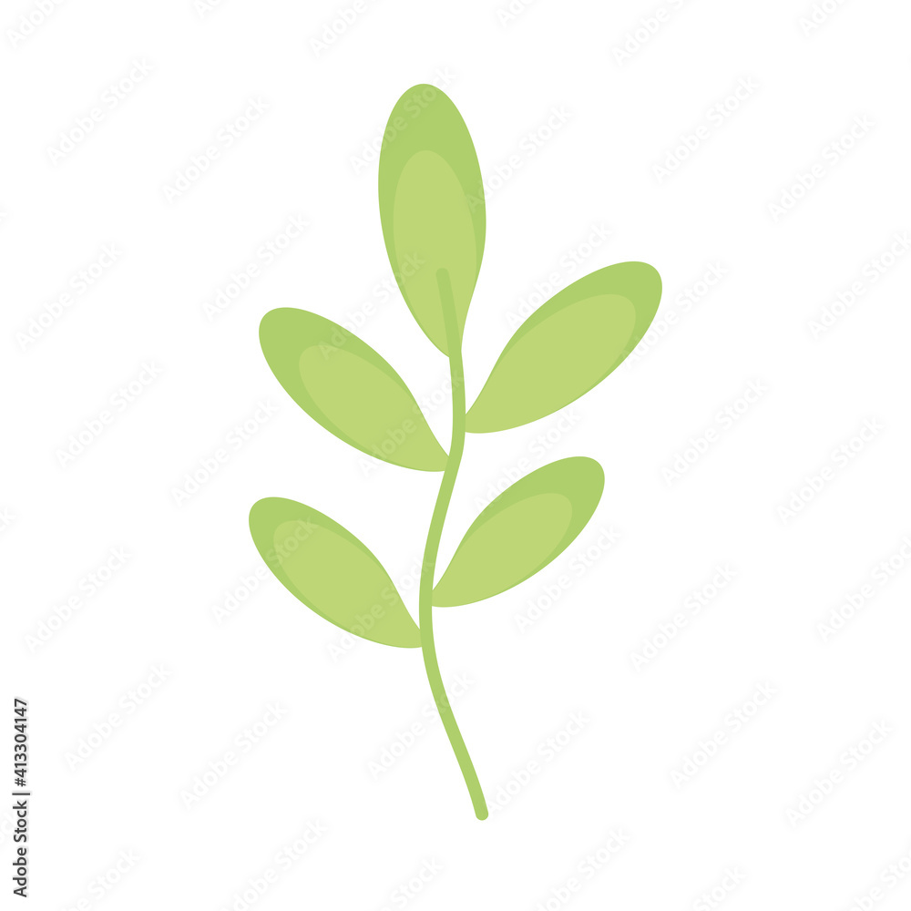 branch with leafs spring ecology season foliage vector illustration design