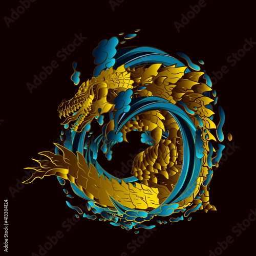 crocodile with big wave design vector illustration