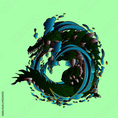 crocodile with big wave design vector illustration