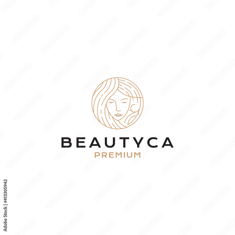 Fototapeta outline beauty line art logo simple vector icon