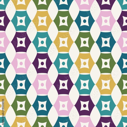 Colorful Mid Century Stripe Shape Seamless Pattern