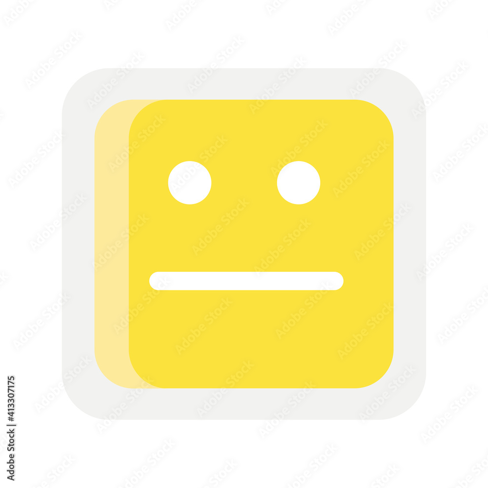 yellow emoji square unhappy face icon vector illustration design