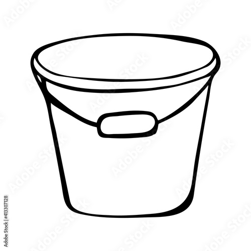 Bucket. Vector bucket hand drawn. Hand drawn vector illustration in doodle style, isolated on a white background. Doodle style. Vector outlines isolated element for design.