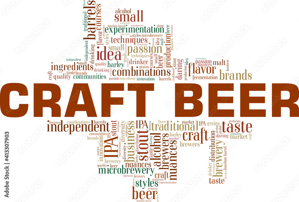 Fototapeta premium Craft beer vector illustration word cloud isolated on a white background.