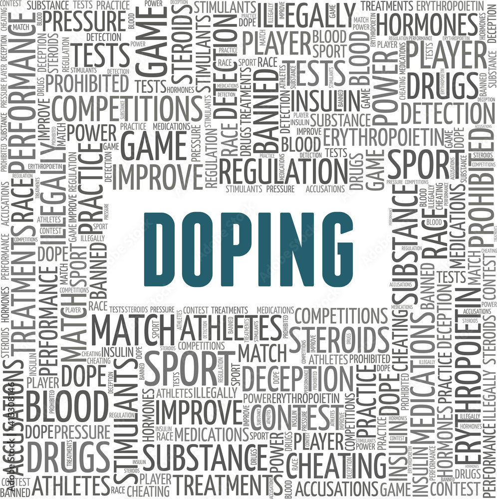 Doping in sports vector illustration word cloud isolated on a white background.