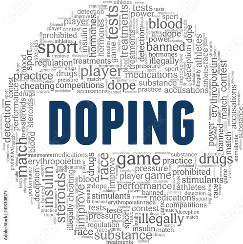 Doping in sports vector illustration word cloud isolated on a white background.
