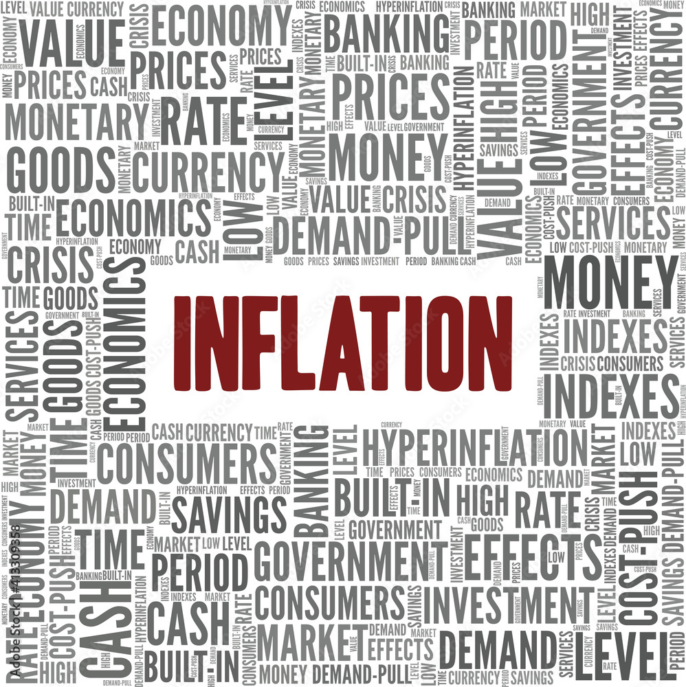 Inflation vector illustration word cloud isolated on a white background.