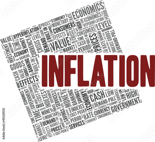 Inflation vector illustration word cloud isolated on a white background.