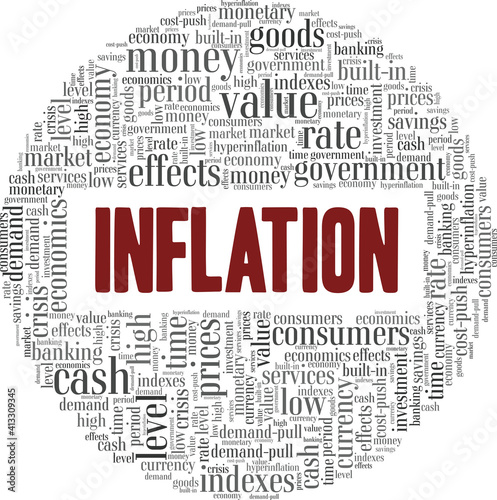 Inflation vector illustration word cloud isolated on a white background.