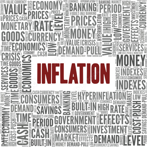 Inflation vector illustration word cloud isolated on a white background.
