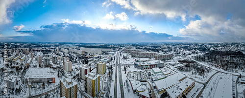 Jastrzębie Zdrój, przemysłowe miasto na Śląsku w Polsce zimą z lotu ptaka photo