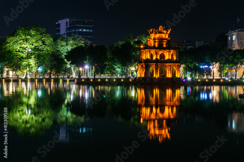 The lake of the sword. Hanoi. Night landscape. photo