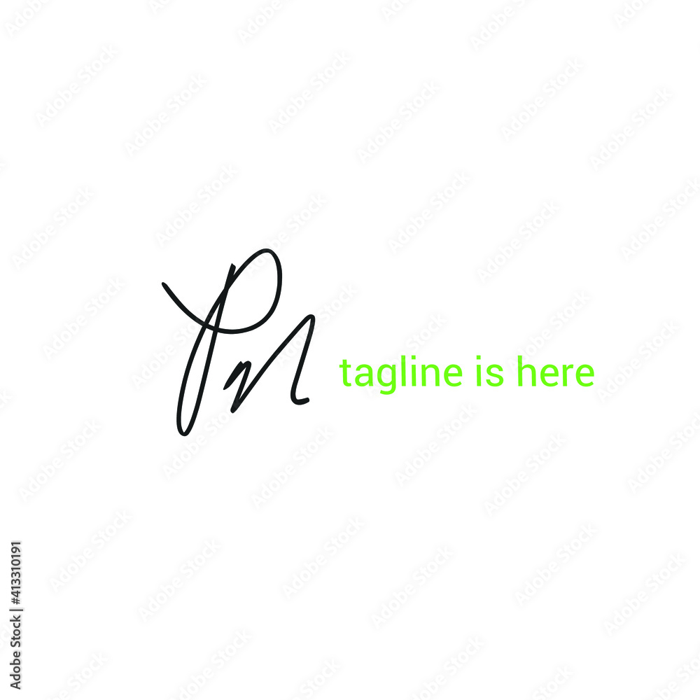 Pm initial handwritten logo for identity