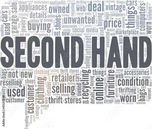 Second hand vector illustration word cloud isolated on a white background.