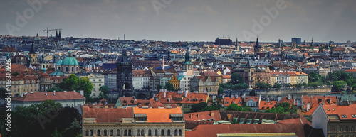 Panaroma view of Charles bridge in Prague from Prague Castle