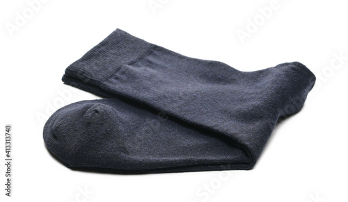 New blue socks pair isolated on white background