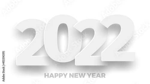 New Year 2022 white background. Vector illustration.