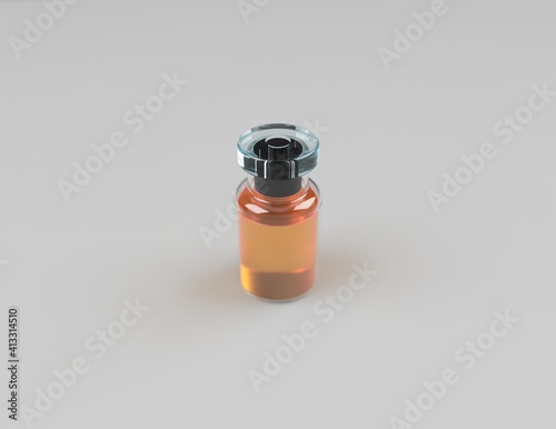 Glass vial bottle of vaccine liquid