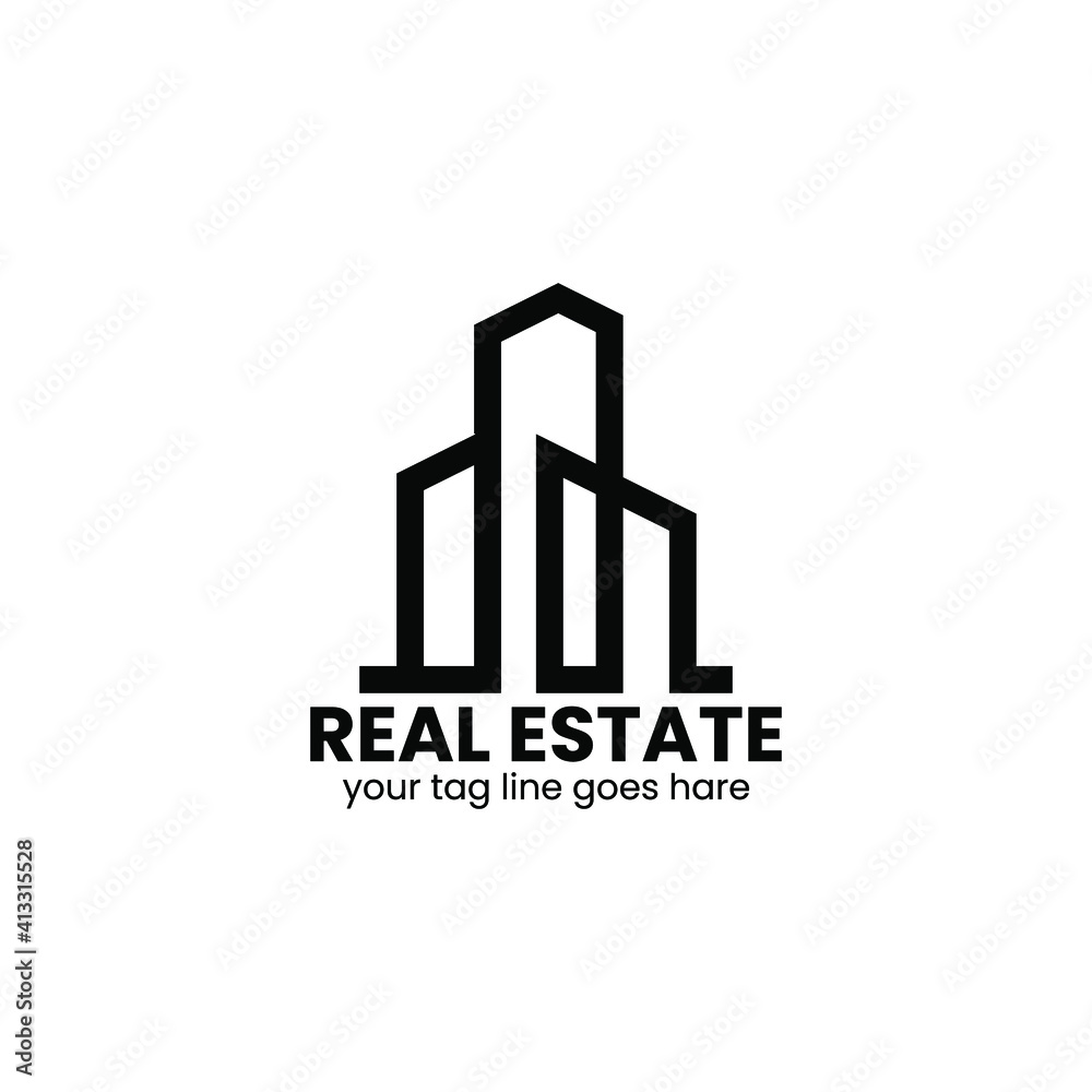 Real Estate Logo Design. Creative abstract real estate icon logo template, Creative Building Concept Logo Design Template