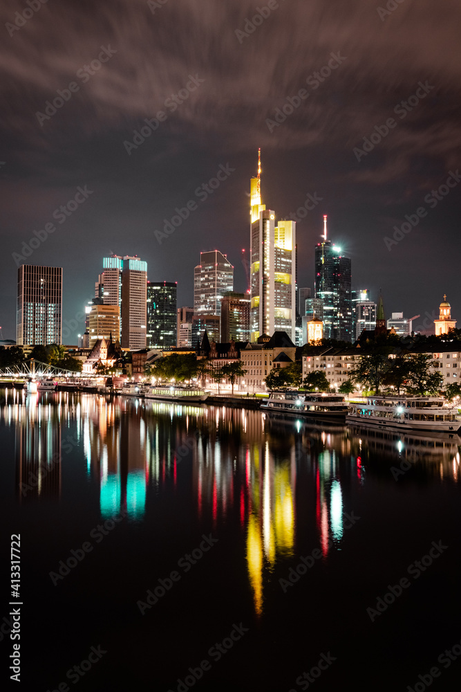 Frankfurt skyline at night