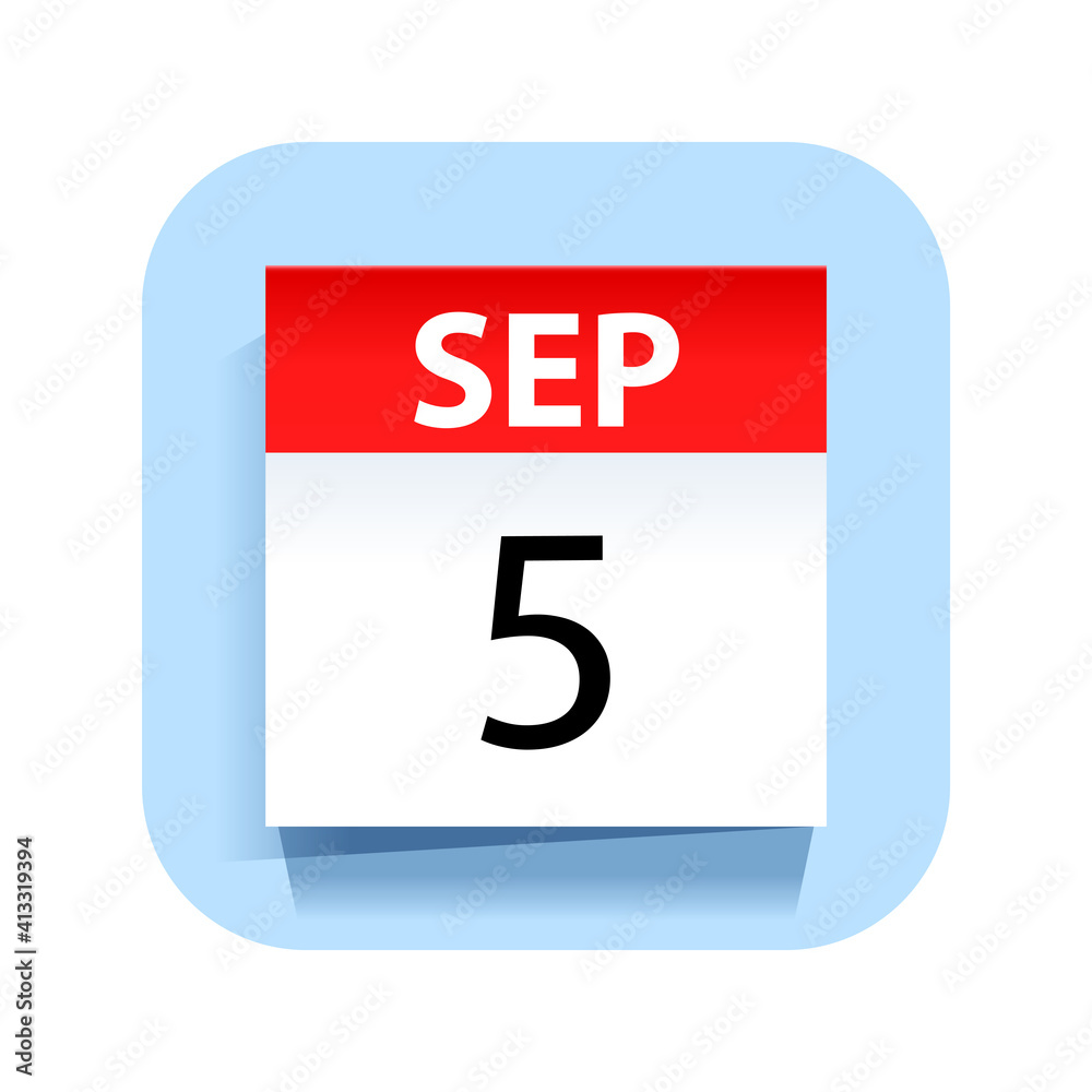 Fototapeta premium September 5. Calendar Icon. Vector Illustration.