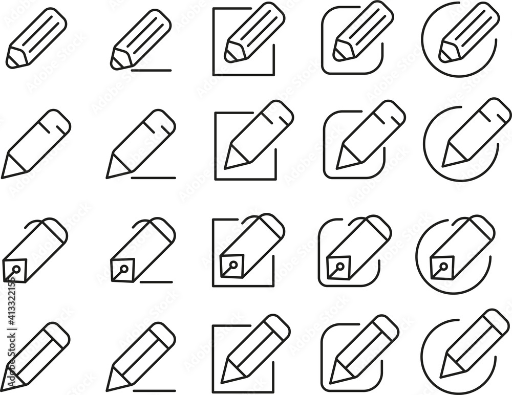 Set of Outline Vector Icons Edit Register Subscription Subscribe