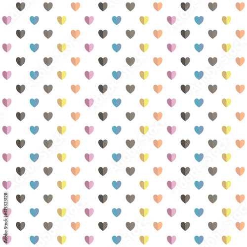 Sweet pastel seamless pattern design of two tone heart isolated on white background. Decorating for wrapping paper, wallpaper, fabric, backdrop and etc.