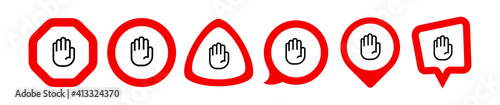 Red stop sign. Vector icon	