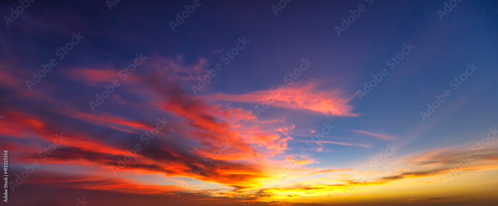 Seychelles sky at sunset, nature background in summer with moving clouds.. Seychelles islands skies with copy space.