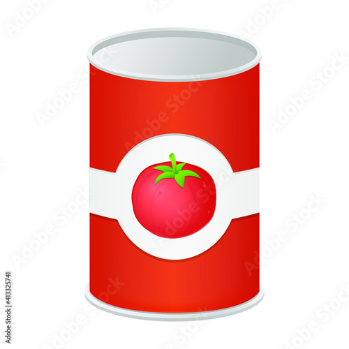 Canned Food Emoji Vector Design. Tomato Sauce Food Art Illustration. Industrial Tin Can Product Clipart.