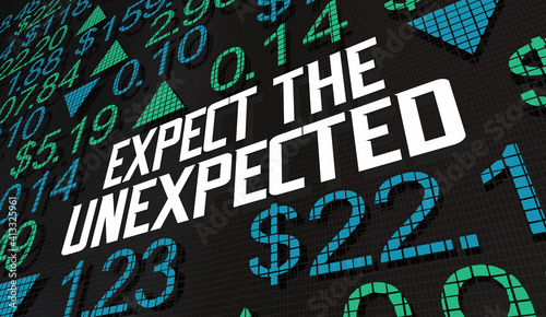 Foto Expect the Unexpected Stock Market Surprise Shock Boom Bust 3d Animation