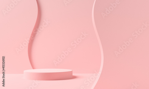Pink pastel podium or pedestal backdrop. 3d rendering © fotomaximum
