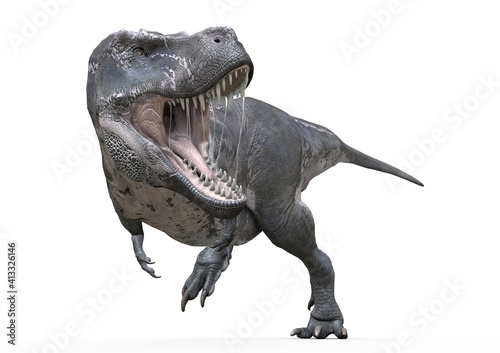 T-Rex  Tyrannosaurus rex  Open Mouth with saliva dripping  3D-Rendering