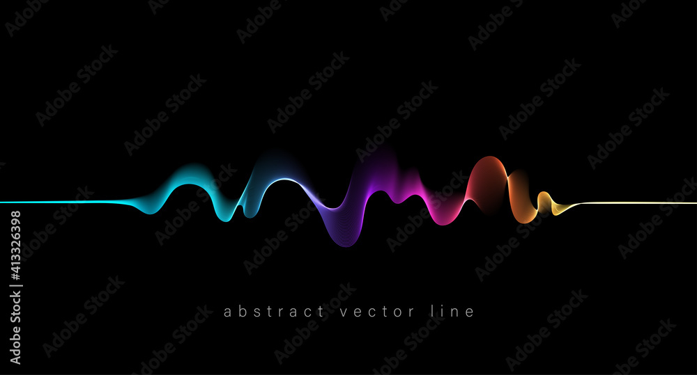 Abstract flowing wavy lines. Colorful dynamic wave. Vector design element for concept of music, party, technology, modern. - obrazy, fototapety, plakaty 