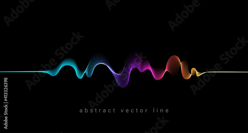 Abstract flowing wavy lines. Colorful dynamic wave. Vector design element for concept of music, party, technology, modern. © Maryna Stryzhak
