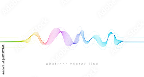 Abstract flowing wavy lines. Colorful dynamic wave. Vector design element for concept of music, party, technology, modern.