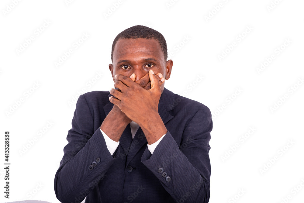 portrait of a frightened handsome businessman. portrait of a frightened handsome businessman.
