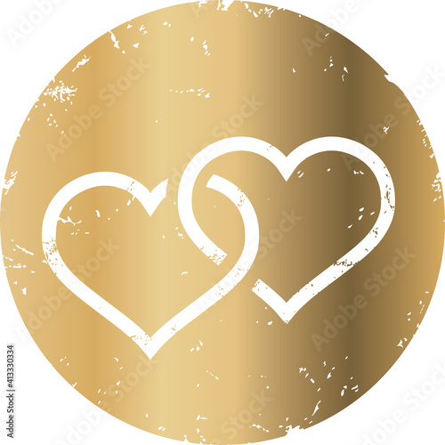 Goldener Button 2 Herzen