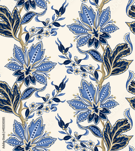 Ethnic seamless pattern with Indian ornament. Vector.