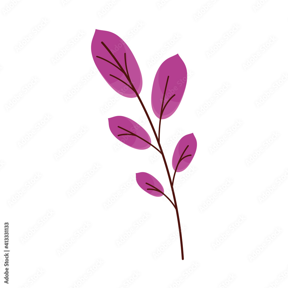 branch with purple leafs spring season foliage vector illustration design