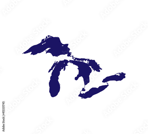 Map of Great Lakes. Vector. silhouette photo