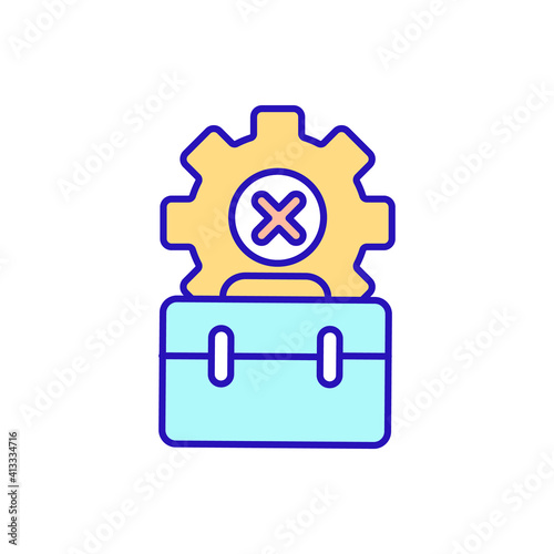 Working conditions and environment RGB color icon. Organization of work and work activities. Skills and employability. Working time and work-life balance. Isolated vector illustration