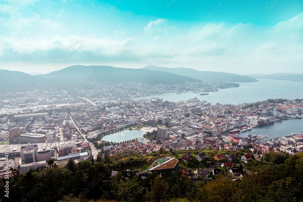 Bergen city from a bird's eye view